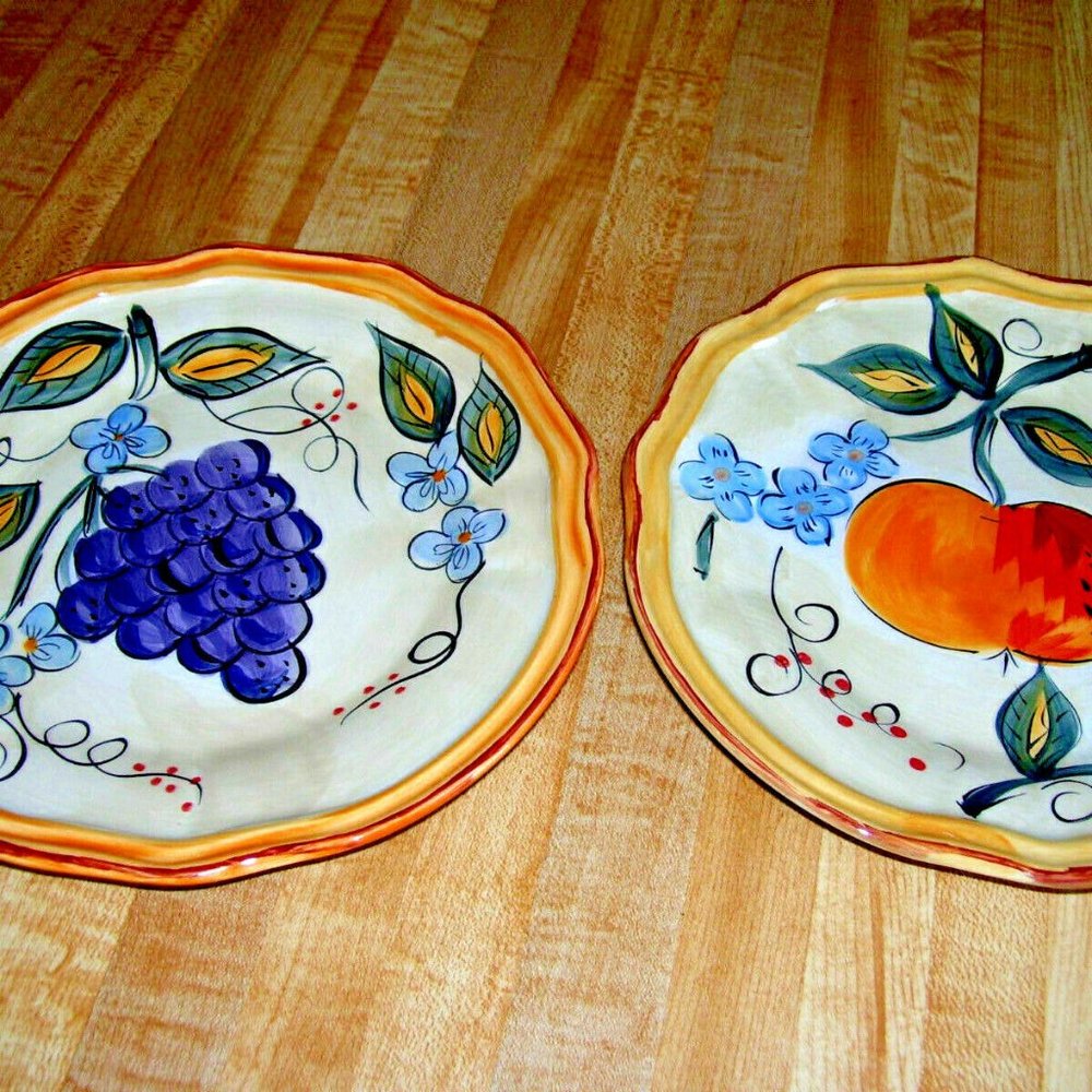 2 Tuscan Orchard Salad Plates Tabletops Gallery Hand Painted Pottery